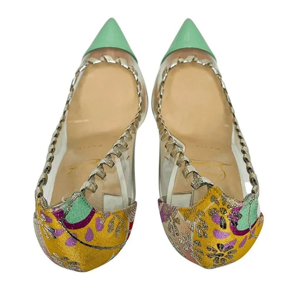 Christian Louboutin Lisabeth 100 Kyoto PVC Patent Pumps 39.5 Floral High Heels